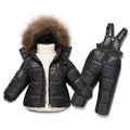 Winter Boys Girls Clothing Set Infant White Duck Down Coat+Overalls 2PC Children Snow Wear Windproof Ski Suit