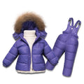 Winter Boys Girls Clothing Set Infant White Duck Down Coat+Overalls 2PC Children Snow Wear Windproof Ski Suit