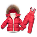 Winter Boys Girls Clothing Set Infant White Duck Down Coat+Overalls 2PC Children Snow Wear Windproof Ski Suit