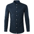 Men's Mandarin Collar Oxford Dress Shirt Autumn New Slim Fit Long Sleeve Shirt Men Business Casual Shirt with Pockets