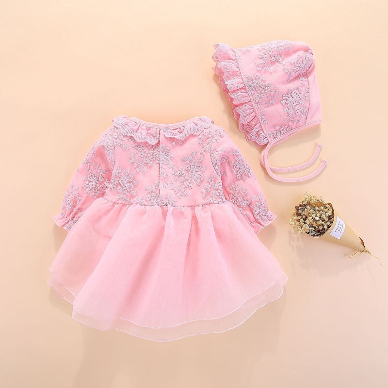 Baby Girls Clothes with big bow Newborn Embroidery Baby Infant Girls Bodysuits+hat Outfits Party clothing set 3 Color 0-12M