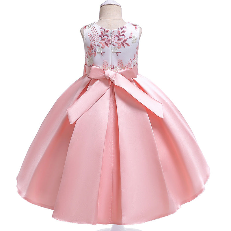 Robe tutu à fleurs pour filles, vêtements de princesse élégants avec nœud, vêtements de fête pour enfants, costumes pour filles