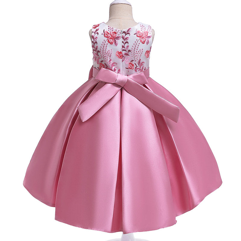 Robe tutu à fleurs pour filles, vêtements de princesse élégants avec nœud, vêtements de fête pour enfants, costumes pour filles