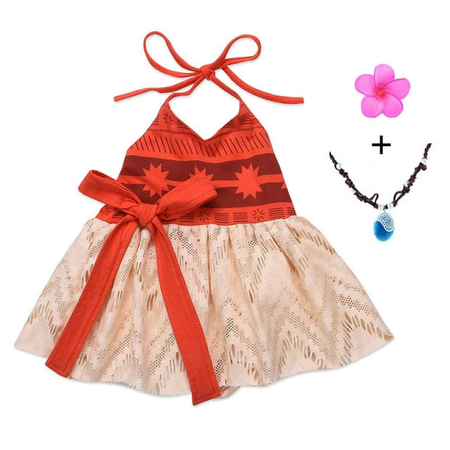 Baby Girls Moana Summer Dress Kids Tutu Bow Beach Sundress Toddler
